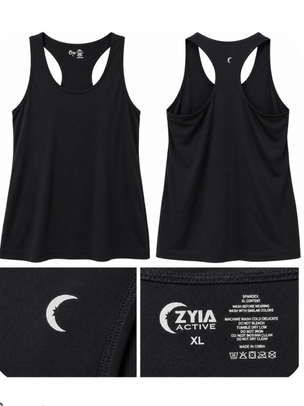 ZYIA Active Black Racerback Tank Top Women’s XL Workout Athletic